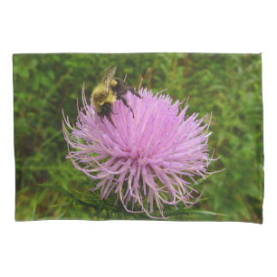 Bee on Thistle Flower Nature Pillowcase