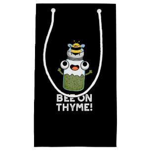 Bee On Thyme Funny Herb Insect Pun Dark BG Small Gift Bag