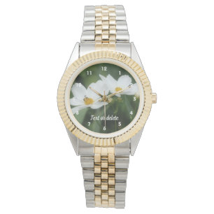 Bee On White Cosmos Flower Personalised Watch