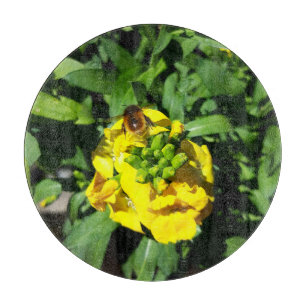 Bee on Yellow Flowers Cutting Board