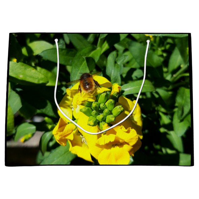 Bee on Yellow Flowers Large Gift Bag (Front)