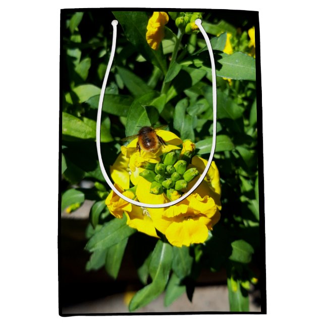Bee on Yellow Flowers Medium Gift Bag (Front)