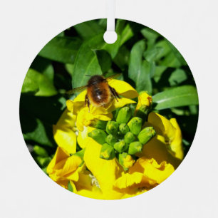 Bee on Yellow Flowers Metal Tree Decoration