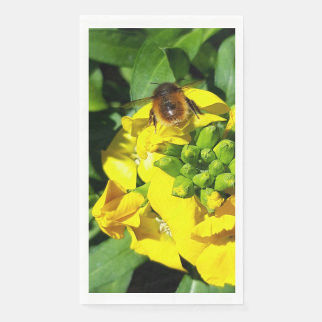 Bee on Yellow Flowers Napkin (Front)