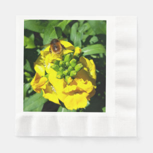 Bee on Yellow Flowers Napkin