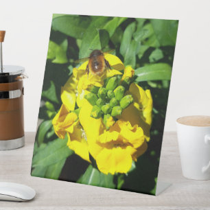 Bee on Yellow Flowers Pedestal Sign