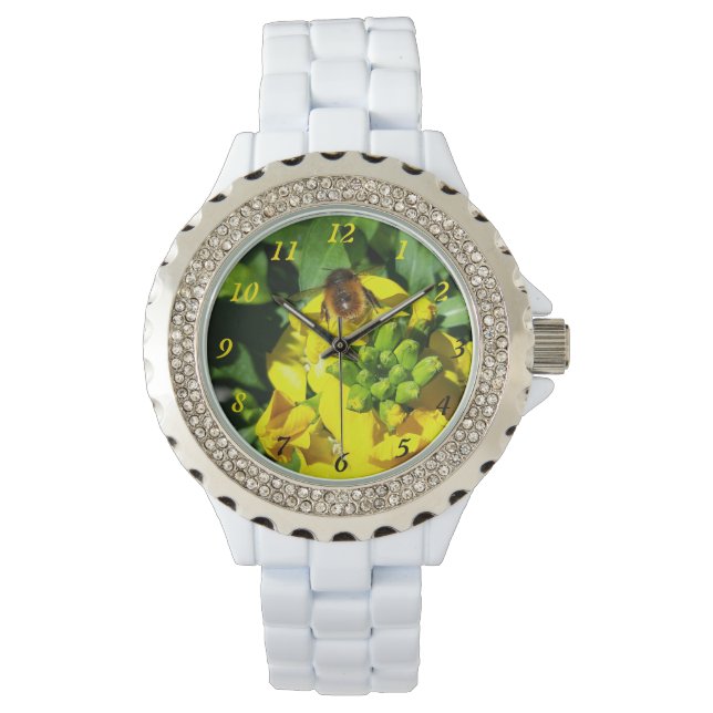 Bee on Yellow Flowers Watch (Front)