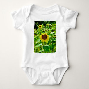 Bee on yellow Sunflower Baby Bodysuit