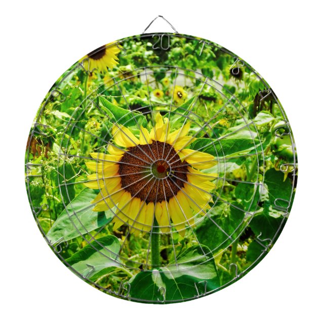 Bee on yellow Sunflower Dartboard (Front)
