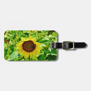Bee on yellow Sunflower Luggage Tag