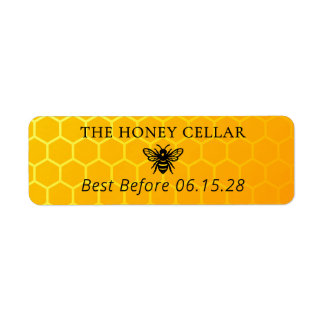 Bee Orange Custom Honey Stamp Durability Date Return Address Label