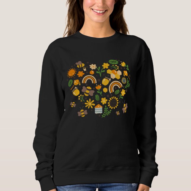 Bee Outfit Idea For Women With Flowers Heart & Bum Sweatshirt (Front)
