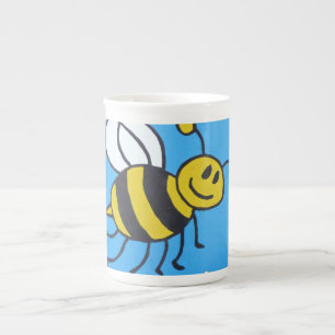 Bee painting bone china mug