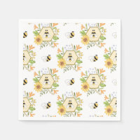 Bee Paper Napkins, Honeybee Baby Shower Party