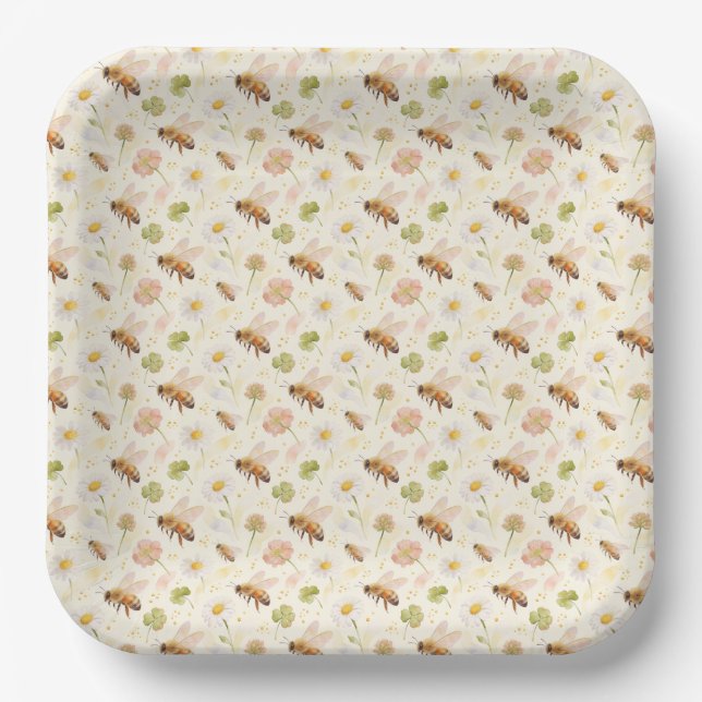 Bee Paper Plates, Honey Bee Party Tableware Plate (Front)
