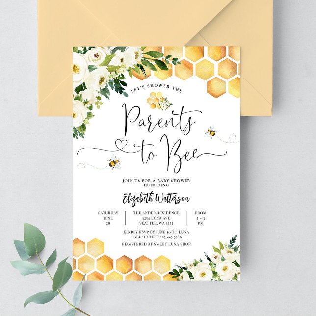 Bee Parents to Bee Couples Baby Shower Invitation (Creator Uploaded)