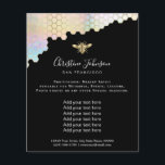 bee pastel honeycomb on black background flyer<br><div class="desc">beauty salon professional makeup artist flyer</div>