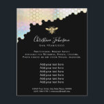 bee pastel honeycomb on black background flyer<br><div class="desc">beauty salon professional makeup artist flyer</div>