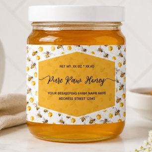 Bee pattern Honey Jar Labels