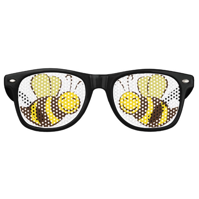 Bee Pattern Print Retro Sunglasses  (Front)