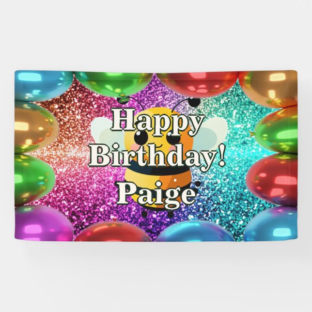 Bee Personalised character birthday banner (Horizontal)