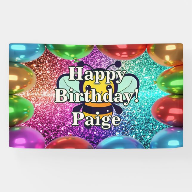 Bee Personalised character birthday banner (Horizontal)