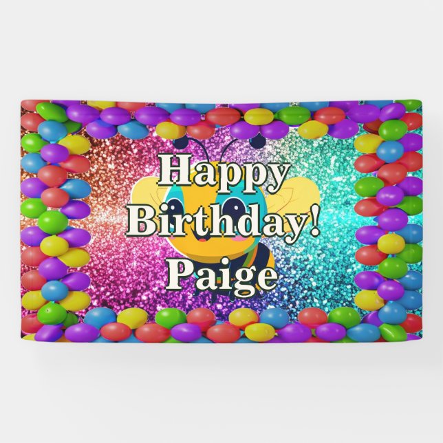 Bee Personalised character birthday banner (Horizontal)