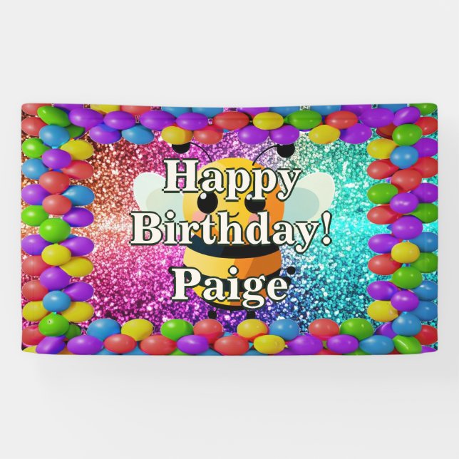 Bee Personalised character birthday banner (Horizontal)