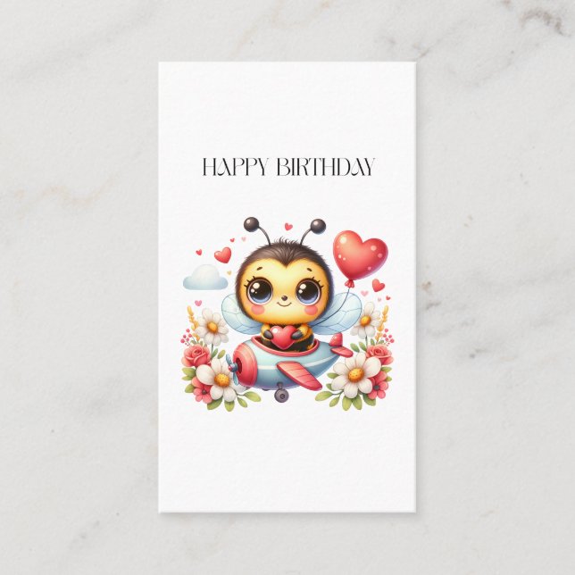 Bee Pilot Birthday Business Card (Front)