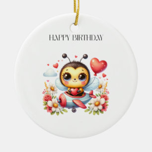 Bee Pilot Birthday Ceramic Ornament