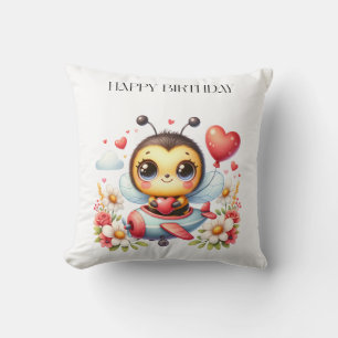 Bee Pilot Birthday Cushion