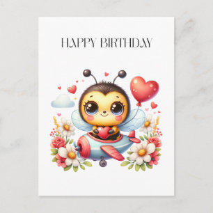 Bee Pilot Birthday Postcard