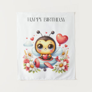 Bee Pilot Birthday Tapestry