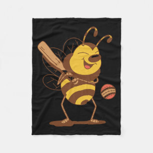 Bee Playing Cricket  Fleece Blanket