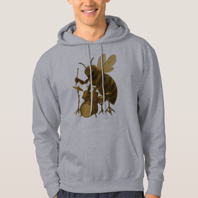 Bee playing drum drummer drumming Hoodie T-shirt  (Front)
