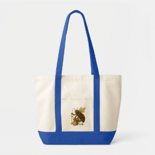 Bee playing drummers drums  tote bag