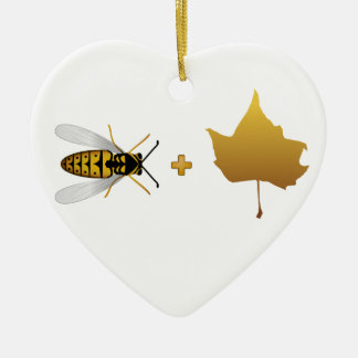 Bee plus a golden maple leaf = Bee + Leaf (Belief) Ceramic Ornament