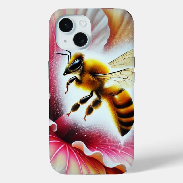 Bee Pollinating a Blooming Hibiscus Flower Case-Mate iPhone Case (Back)