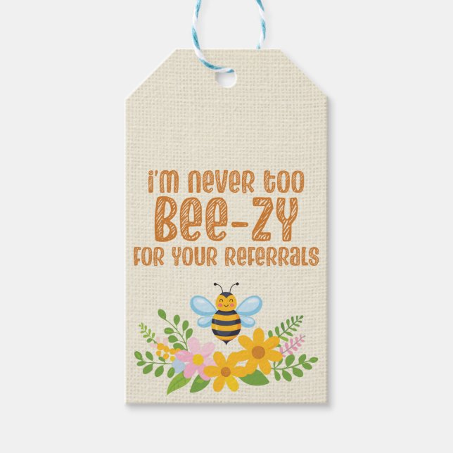 Bee POP-BY for Realtors, Honey Referrals Gift Tags (Front)