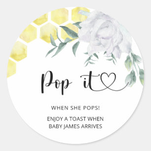 Bee Pop it When she pops Classic Round Sticker