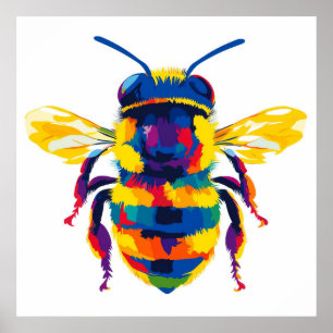 Bee Portrait Illustration Watercolour Painting Poster