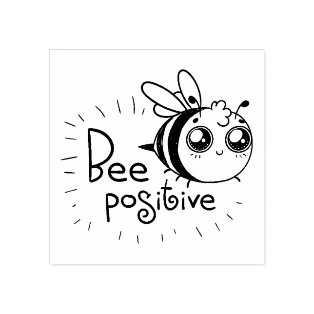 Bee Positive Bumblebee Wood Art Stamp (Imprint)
