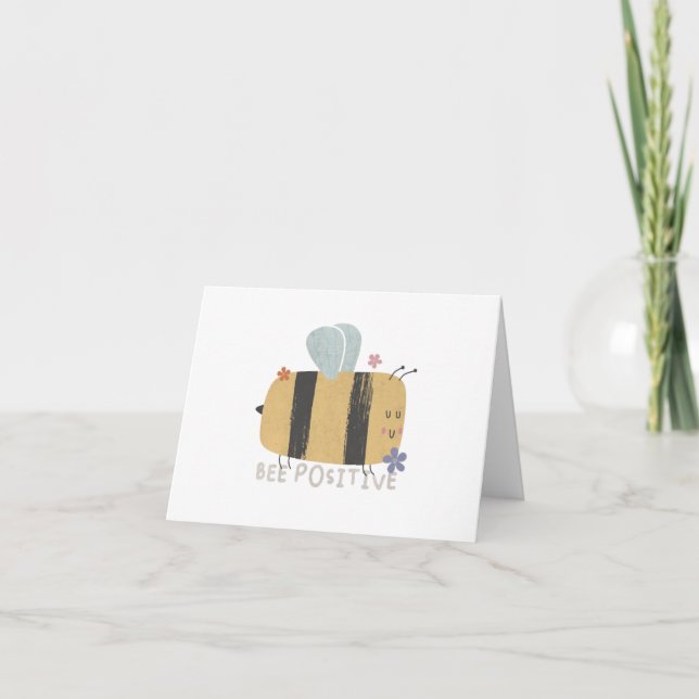 Bee Positive - Cute Bee Pun Note Card (Front)