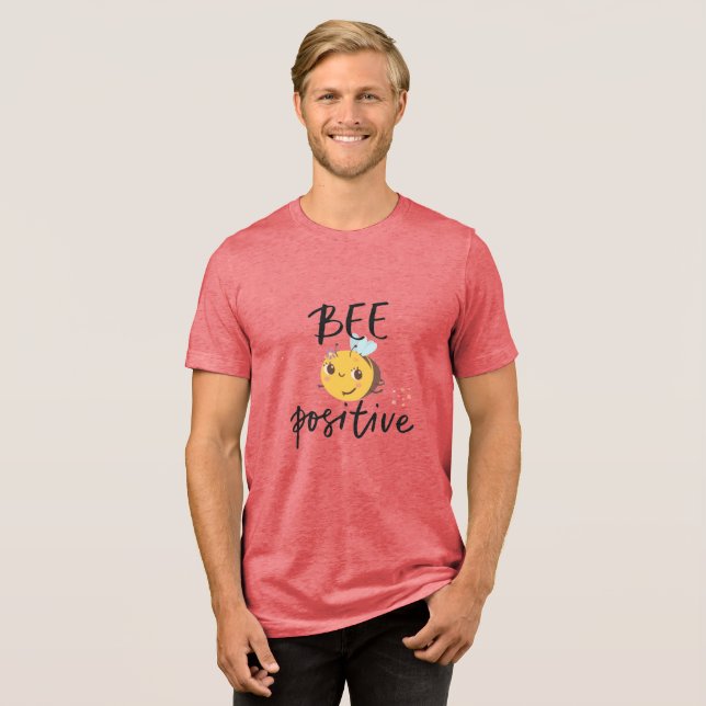 Bee Positive Cute Bumblebee Illustration Tri-Blend Shirt (Front Full)