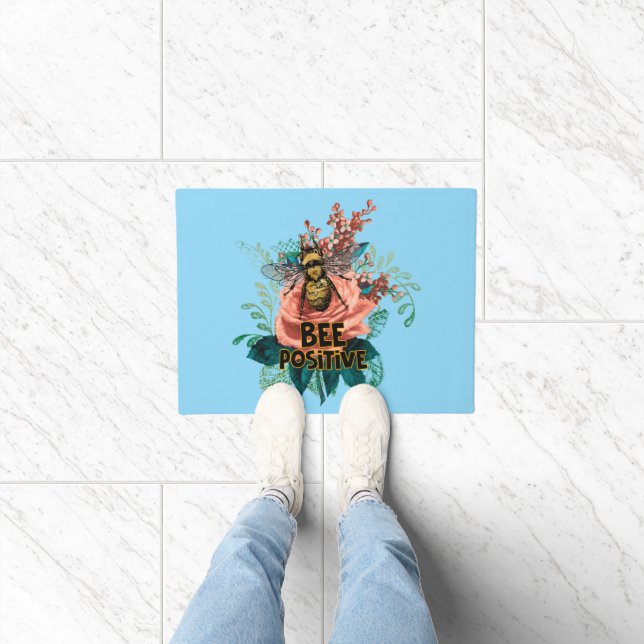 Bee Positive Floral Vibes Doormat (Indoor)