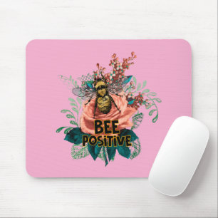 Bee Positive Floral Vibes Mouse Pad