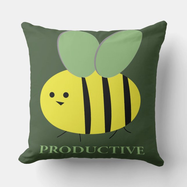Bee Productive, Green Cushion (Front)