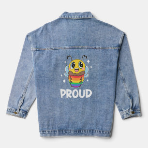 Bee Proud Gay Pride Rainbow Flag Lesbian Equality  Denim Jacket