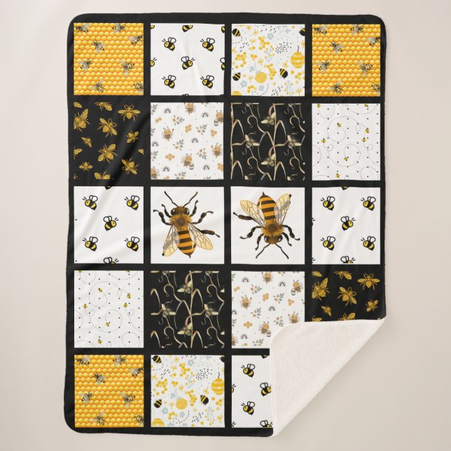 Bee Quilt Sherpa Blanket (Front)