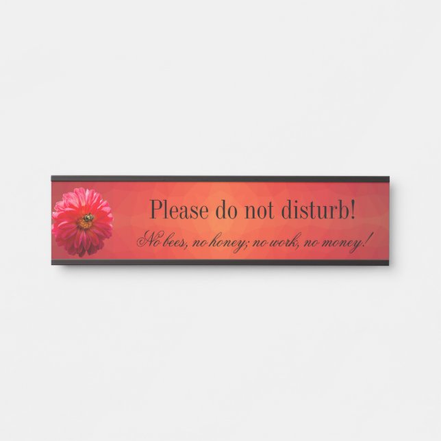 Bee Red Dahlia Desk Hanging Door Wall Name Plate (Front)